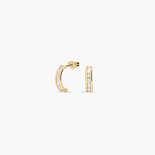 Pendientes de oro 18K circonitas tipo cinquillo 10 mm
