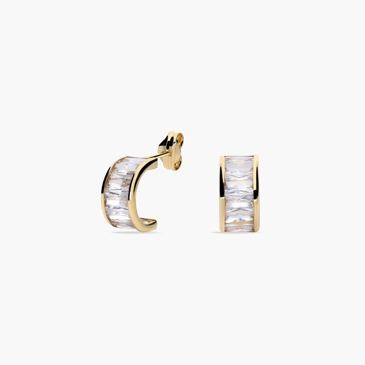Pendientes de oro 18K circonitas tipo cinquillo 10 mm