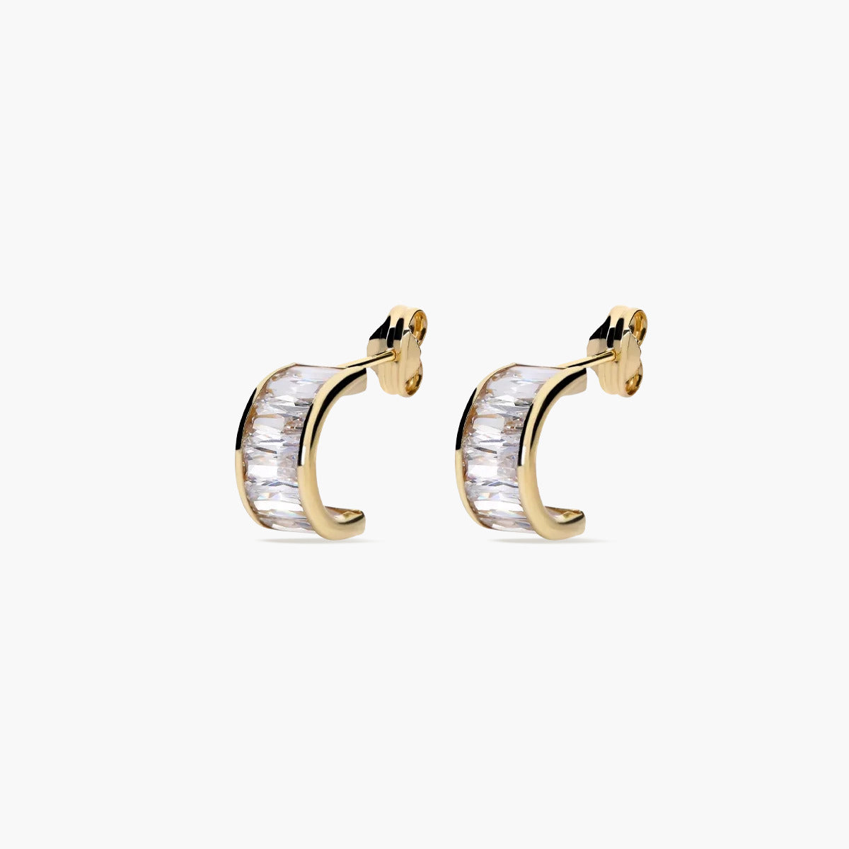 Pendientes de oro 18K circonitas tipo cinquillo 10 mm