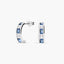 Pendientes de oro blanco 18K circonitas azul y blanco tipo cinquillo 12 mm