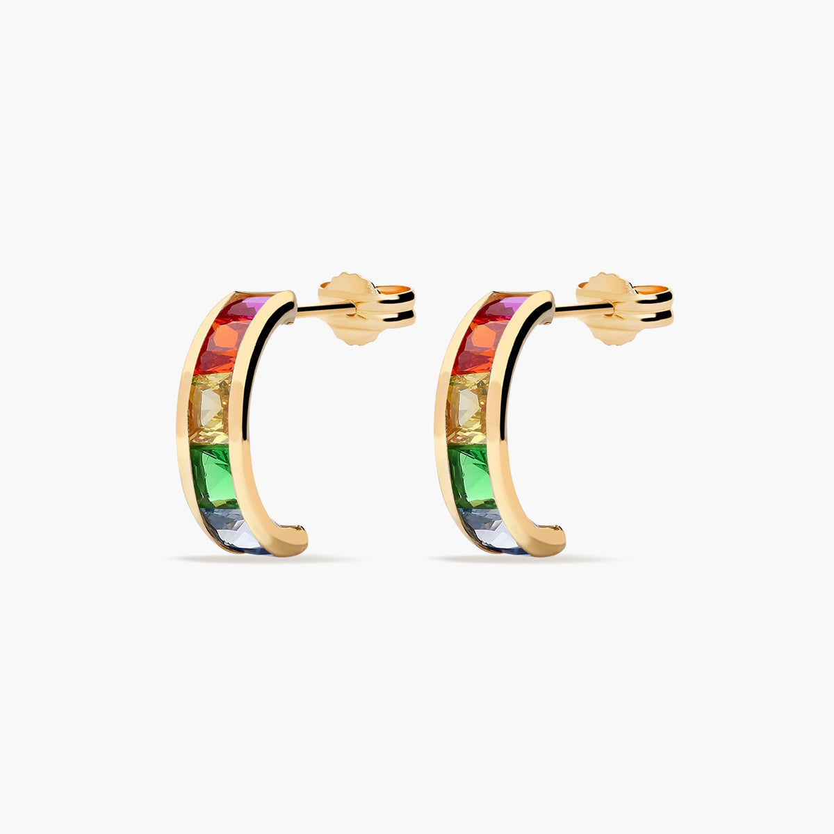 Pendientes de oro 18K circonitas multicolor tipo cinquillo 12 mm