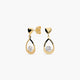 Pendientes largos de oro 18K circonita 15 mm