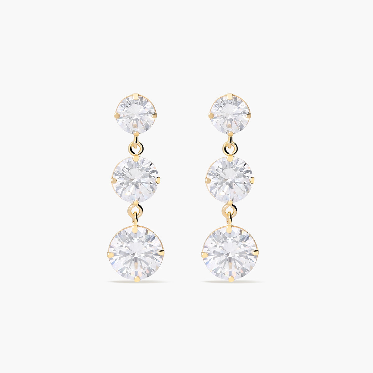 Pendientes largos de oro 18K circonitas 23 mm