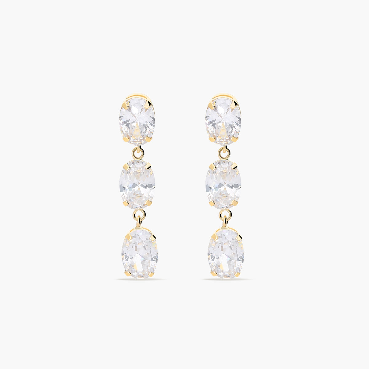 Pendientes largos de oro 18K circonitas 26 mm