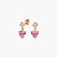 Pendientes largos de oro 18K circonitas rosa y blanca 13 mm FEELINGS