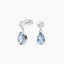 Pendientes largos de oro blanco 18K circonitas azul y blanco 13 mm