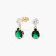 Pendientes largos de oro 18K circonitas verde y blanco 13 mm