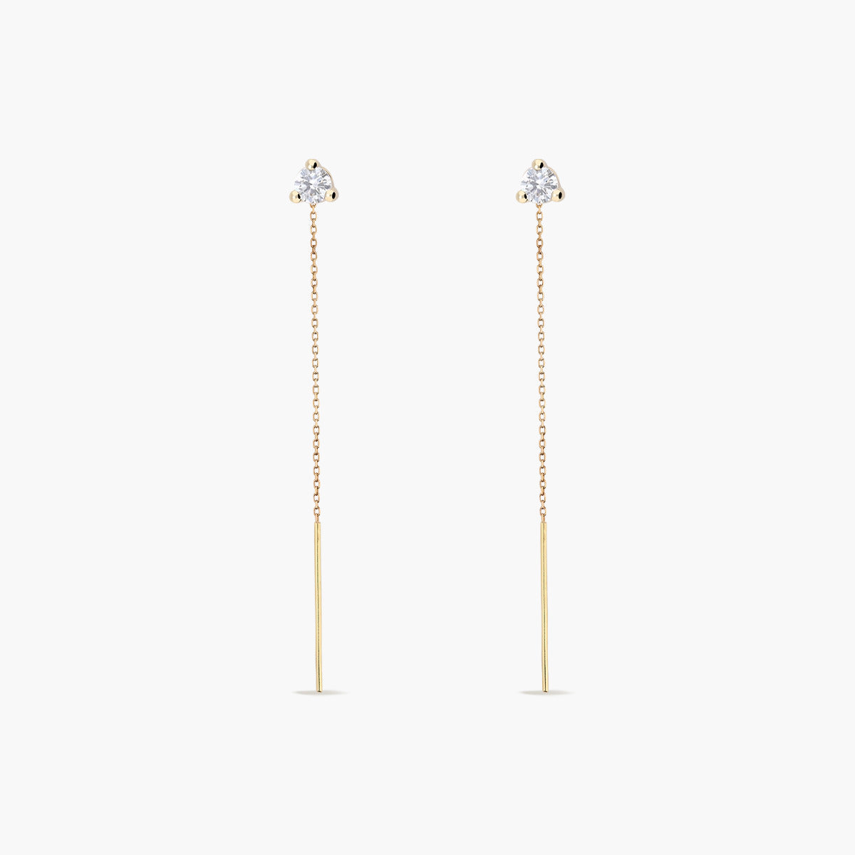 Pendientes largos de oro 18K circonita 60 mm