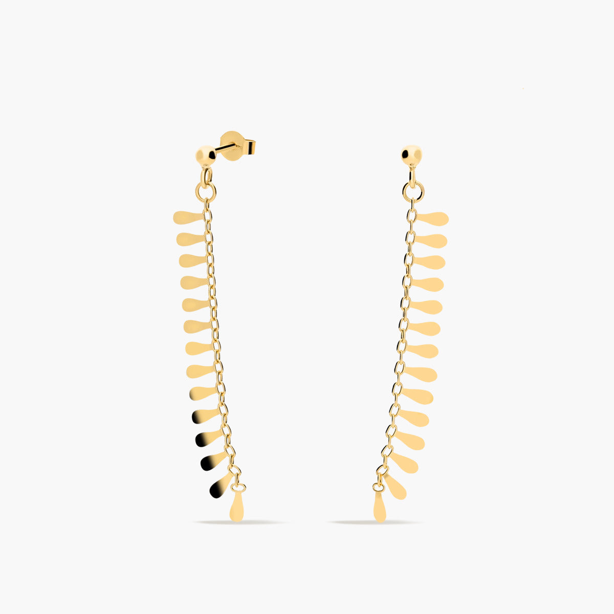 Pendientes largos de oro 18K cadena tipo mayra 40 mm