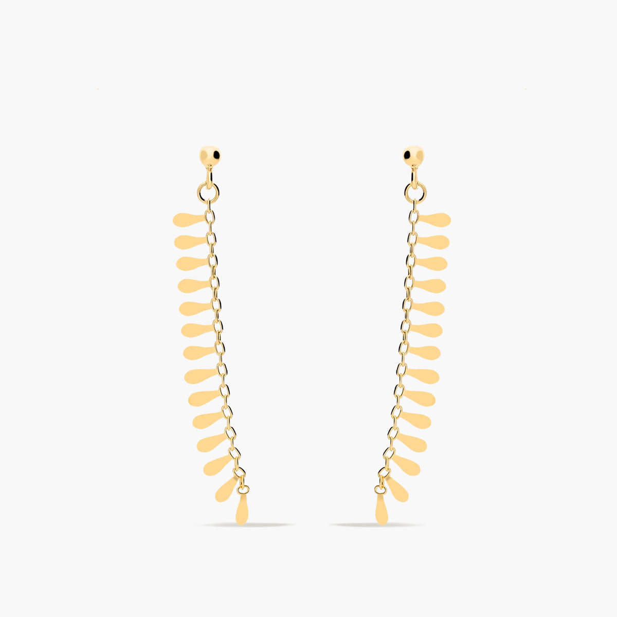 Pendientes largos de oro 18K cadena tipo mayra 40 mm