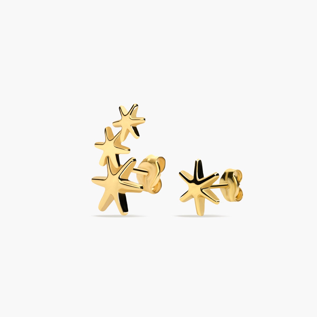 Pendientes estrellas de oro 18K 14 mm