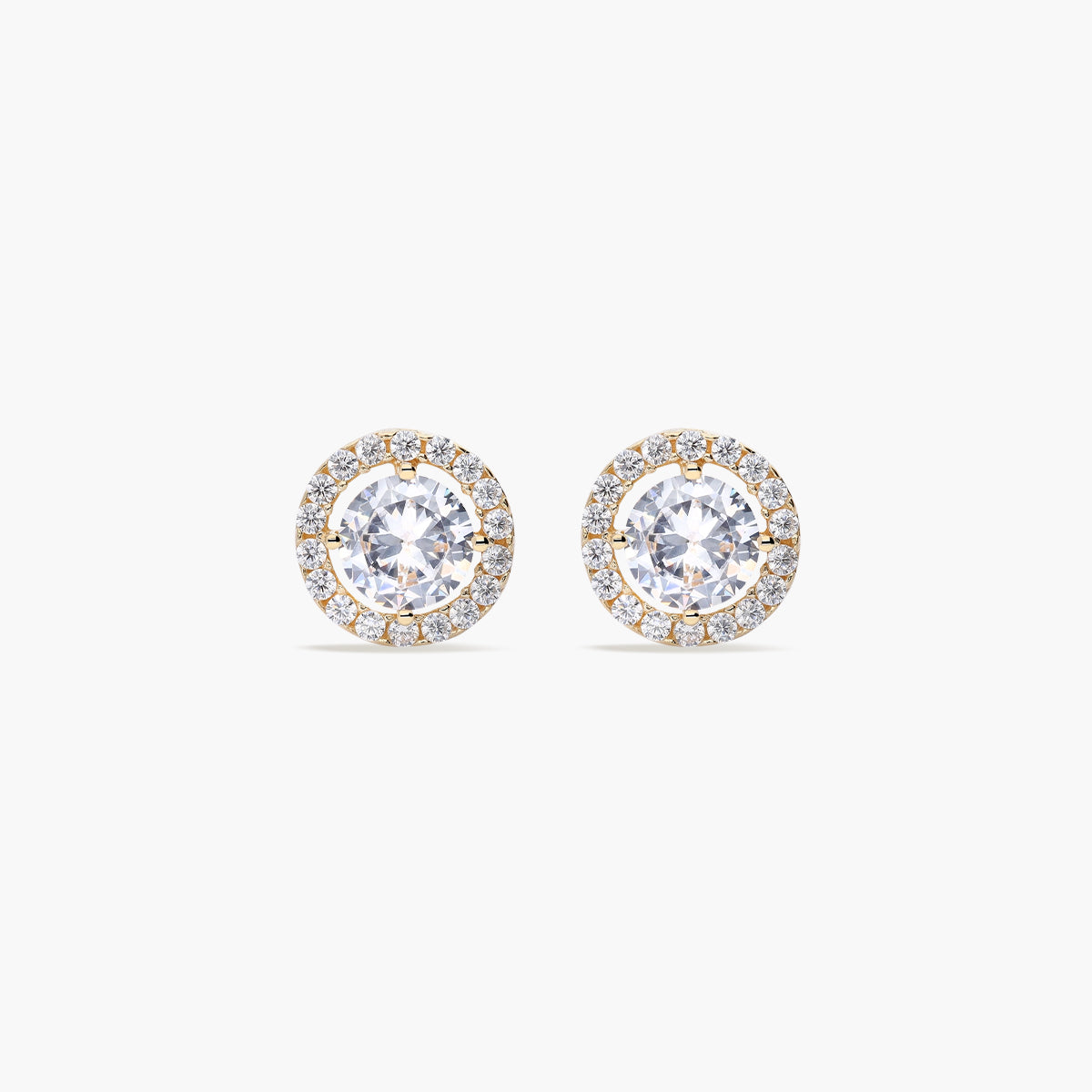 Pendientes redondos de oro 18K circonitas 9 mm