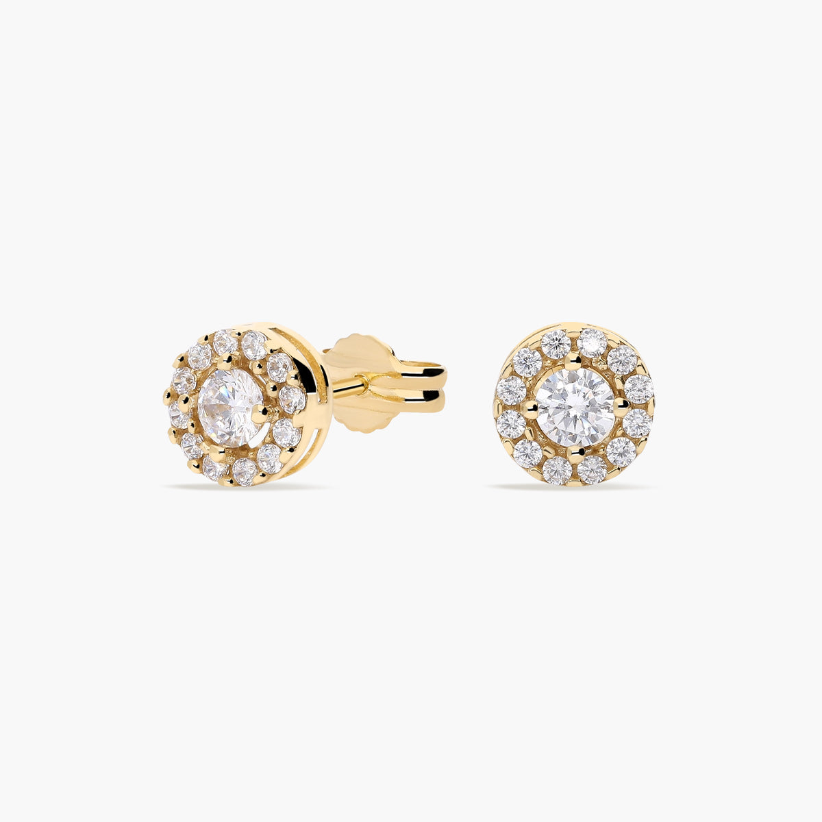 Pendientes redondos de oro 18K circonitas 6 mm