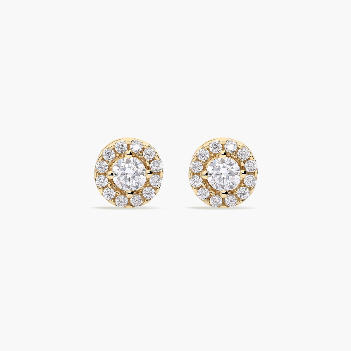 Pendientes redondos de oro 18K circonitas 6 mm