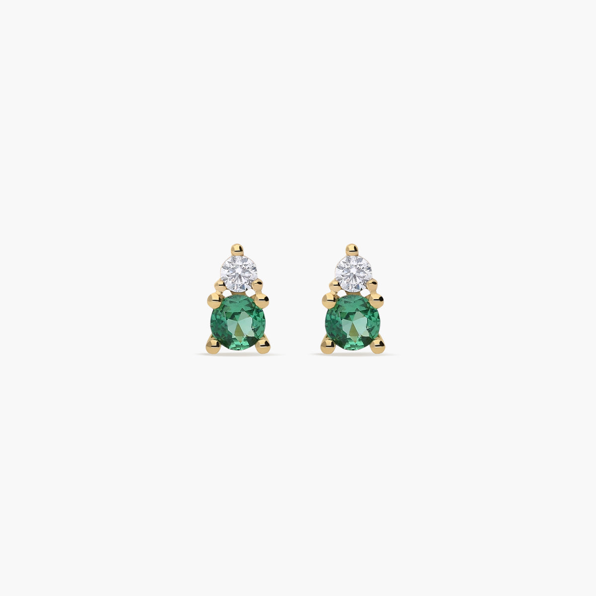 Pendientes de oro 18K circonitas verde y blanco 5 mm