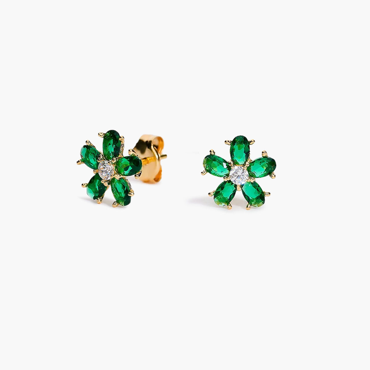 Pendientes de oro 18K circonitas verde y blanco 7 mm