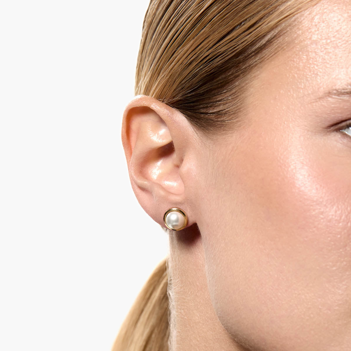 Pendientes redondos de oro 18K con perlas 10 mm