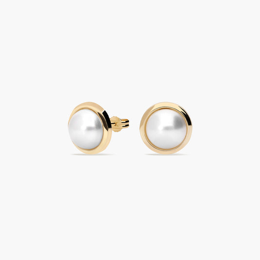 Pendientes redondos de oro 18K con perlas 12 mm
