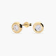 Pendientes redondos de oro 18K circonita 6 mm