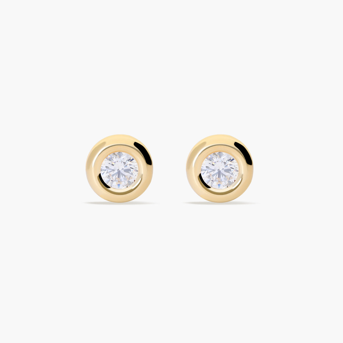 Pendientes redondos de oro 18K circonita 6 mm