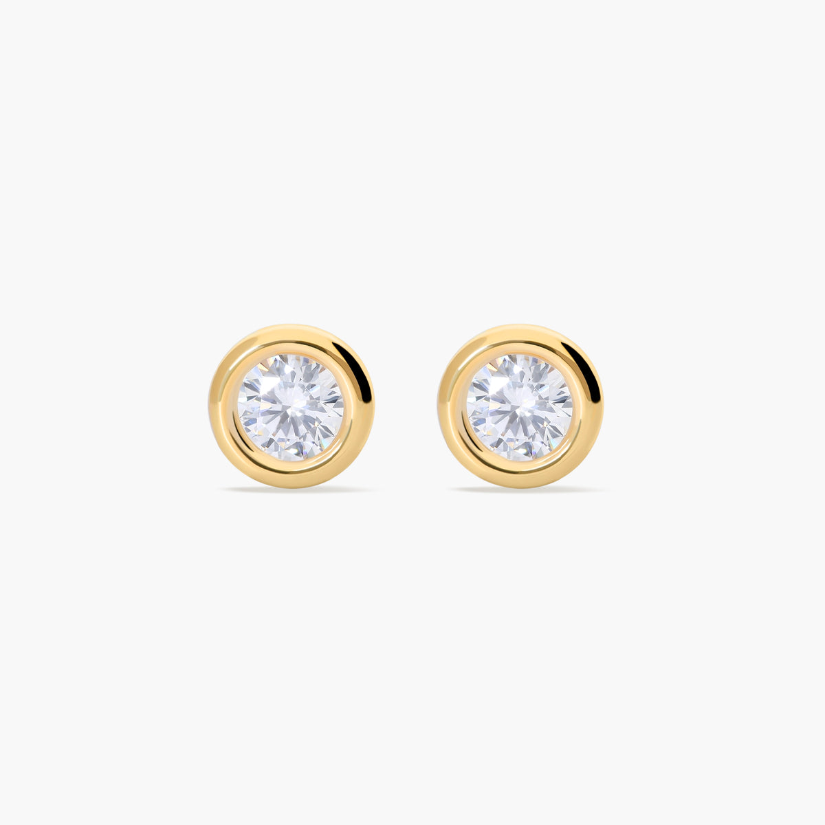 Pendientes redondos de oro 18K circonita 9 mm