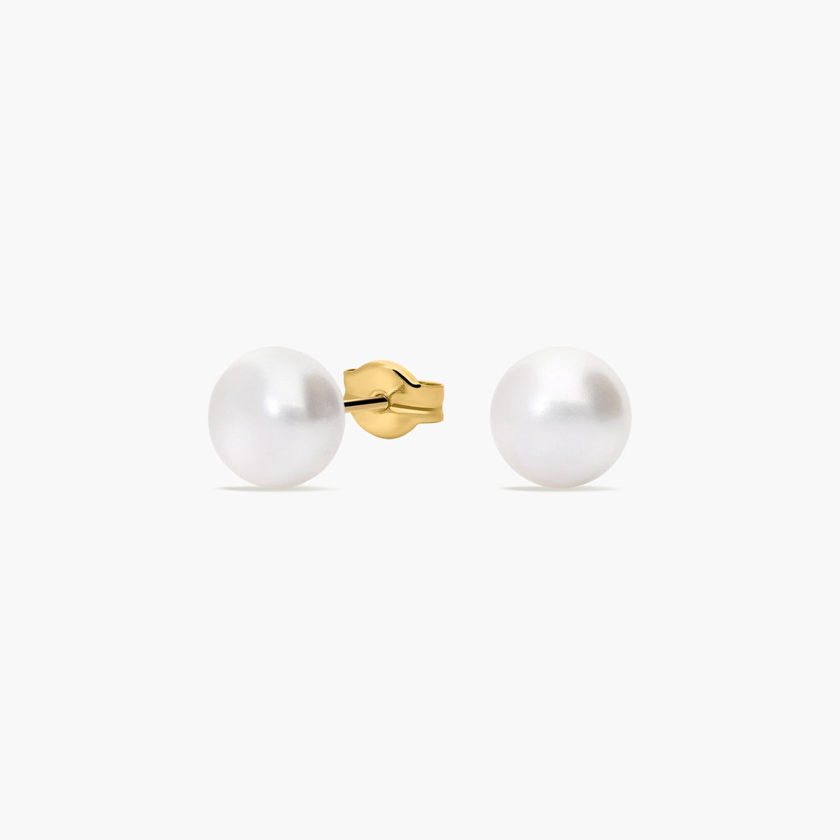 Pendientes de botón de oro 18K con perlas 6 mm