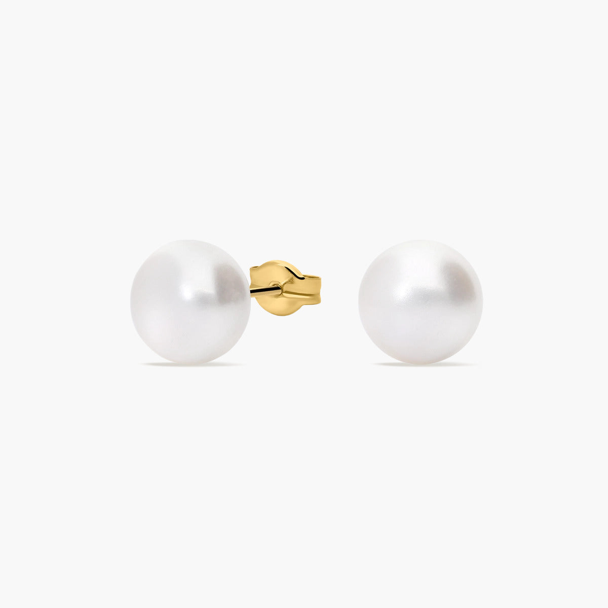 Pendientes de botón de oro 18K con perlas 8 mm