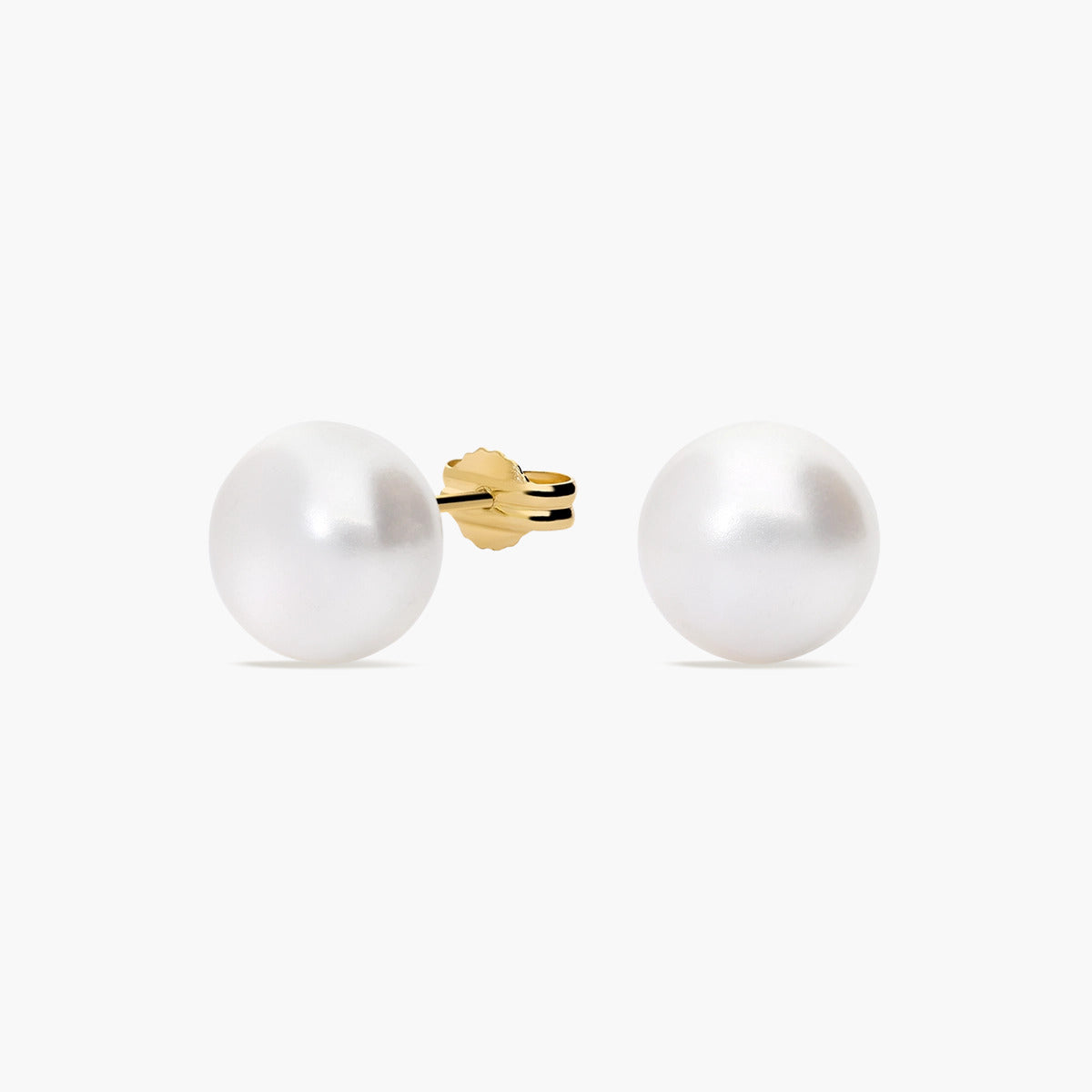 Pendientes de botón de oro 18K con perlas 9 mm