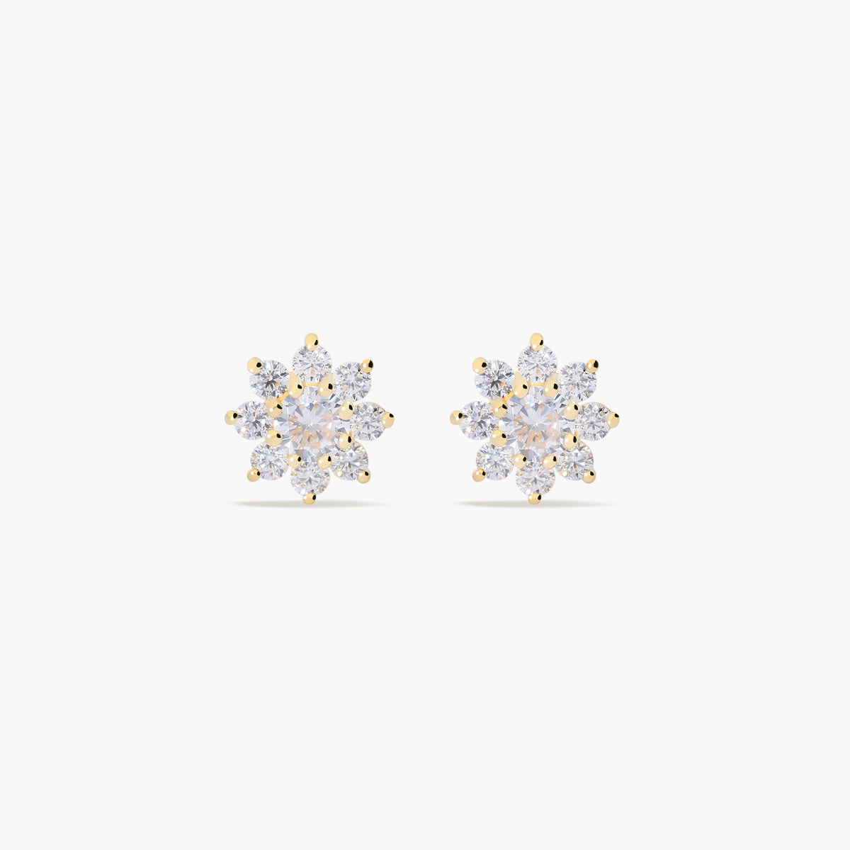 Pendientes de oro 18K circonitas 7 mm