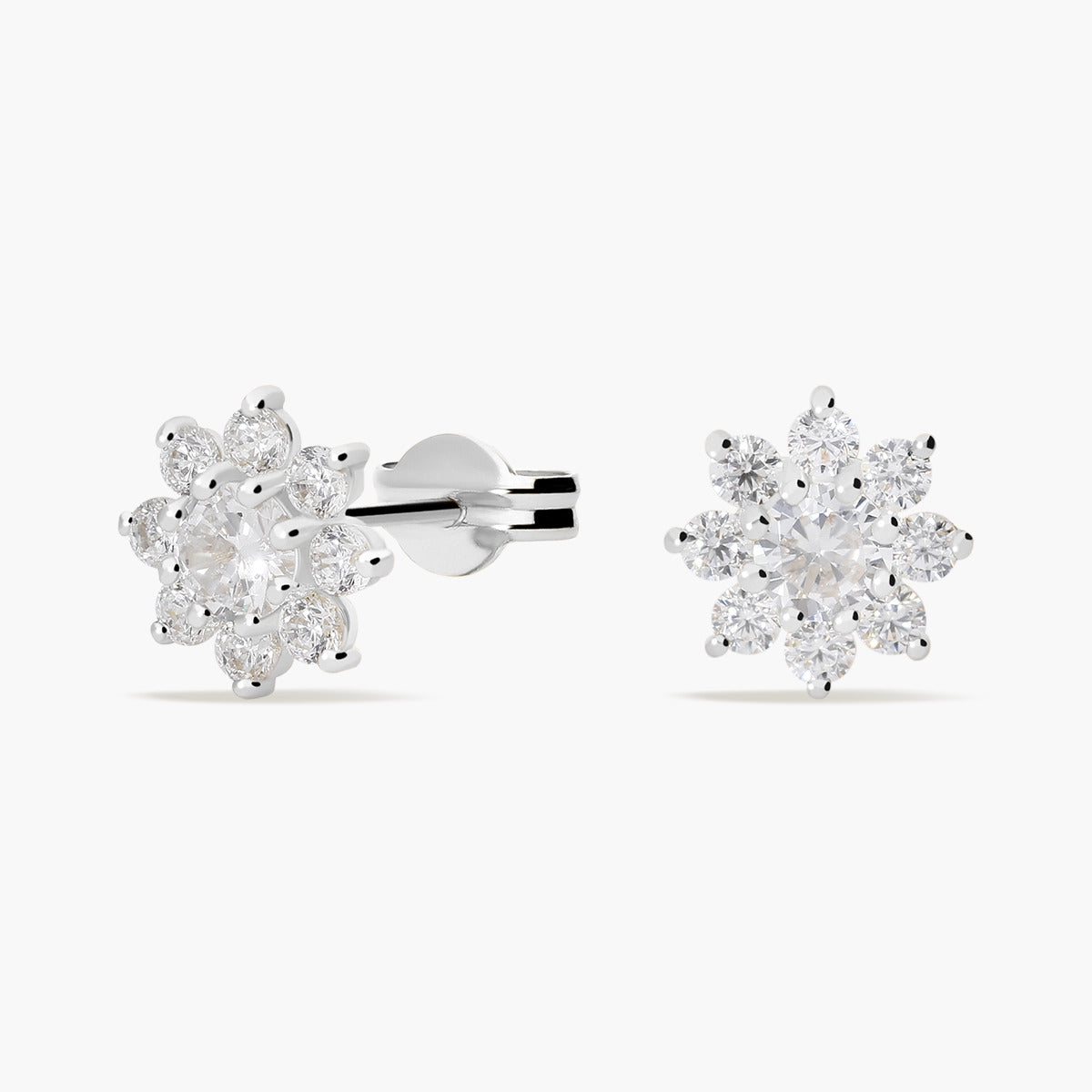 Pendientes de oro blanco 18K circonitas 7 mm