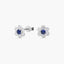 Pendientes de oro blanco 18K circonitas azul y blanco 7 mm