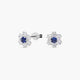 Pendientes de oro blanco 18K circonitas azul y blanco 7 mm