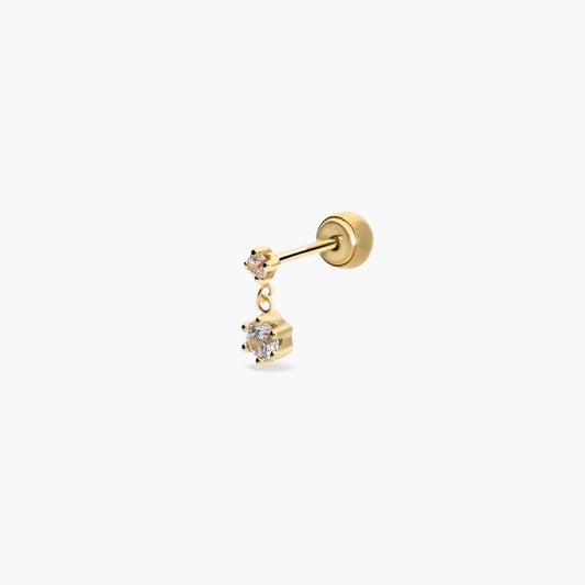 Piercing de oreja de oro 18K de colgar circonitas 8 mm