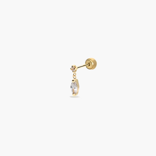 Piercing de oreja de oro 18K de colgar circonitas 8 mm
