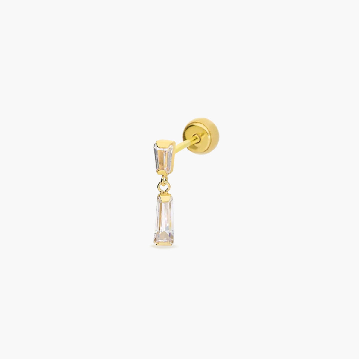 Piercing de oreja de oro 18K de colgar circonitas 10 mm