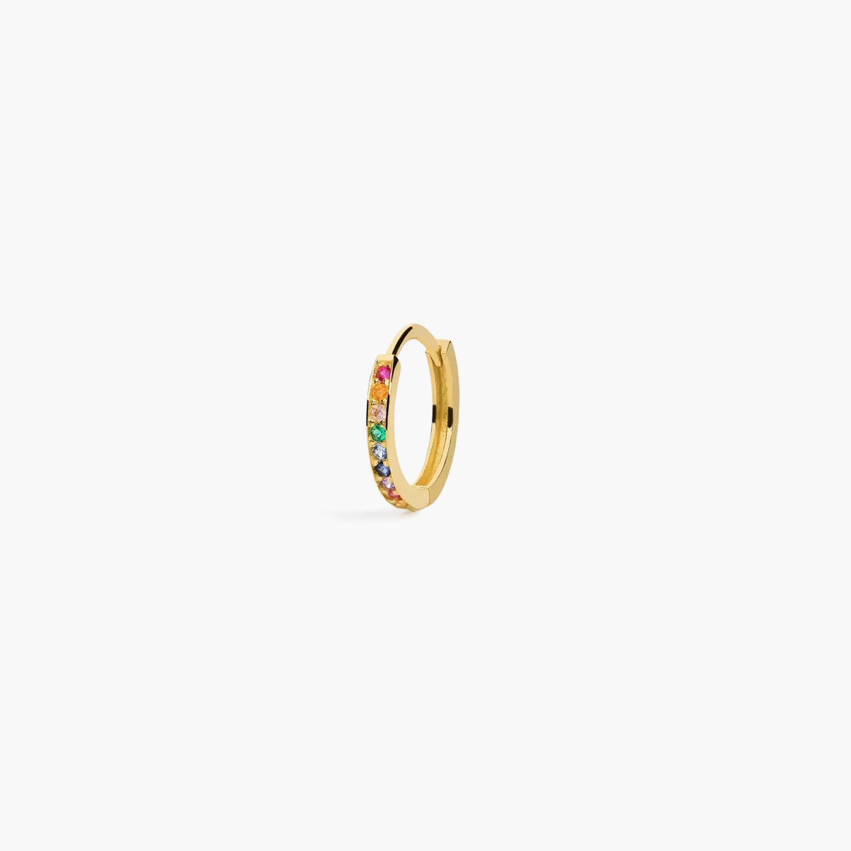 Piercing de oreja de oro 18K circonitas multicolor aro 12 mm