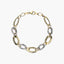 Pulsera de oro bicolor 18K eslabón anillas 19 cm