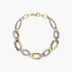 Pulsera de oro bicolor 18K eslabón anillas 19 cm