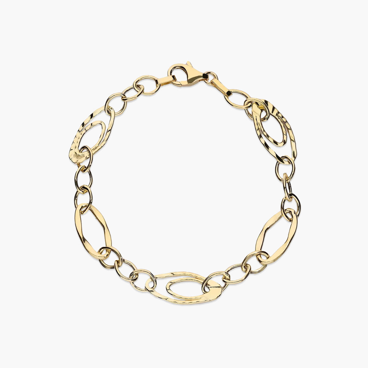 Pulsera de oro 18K eslabón anillas 19 cm
