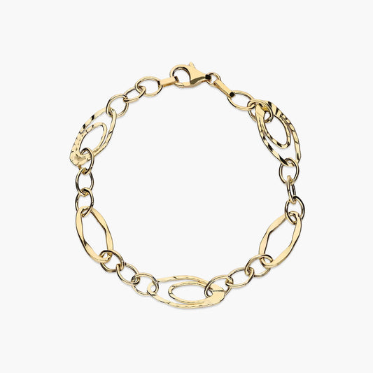 Pulsera de oro 18K eslabón anillas 19 cm