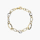 Pulsera de oro bicolor 18K eslabón anillas 19 cm