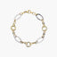 Pulsera de oro bicolor 18K eslabón anillas 19 cm