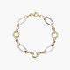 Pulsera de oro bicolor 18K eslabón anillas 19 cm