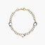 Pulsera de oro bicolor 18K eslabón anillas 19 cm