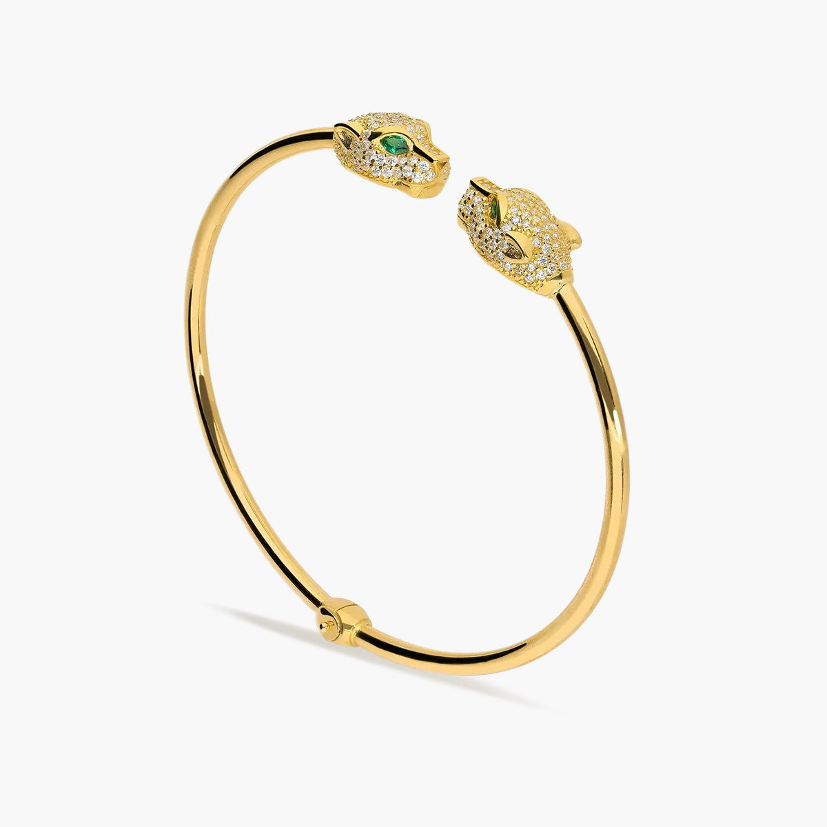 Pulsera rígida de oro 18K circonitas verde 60x55 mm LEOPARD