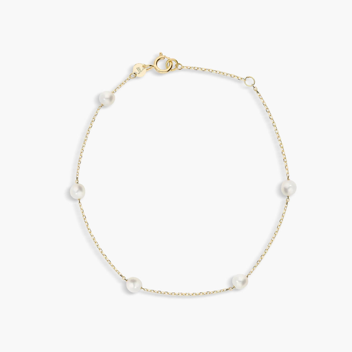Pulsera de oro 18K perlas oval 16-18 cm