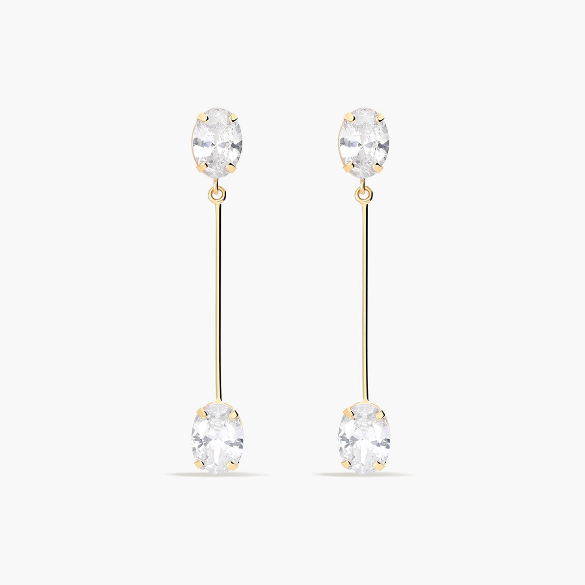 Pendientes largos de oro 18K circonitas 36 mm