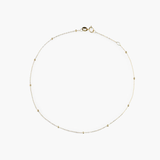 Tobillera bolitas de oro 18K 23 cm