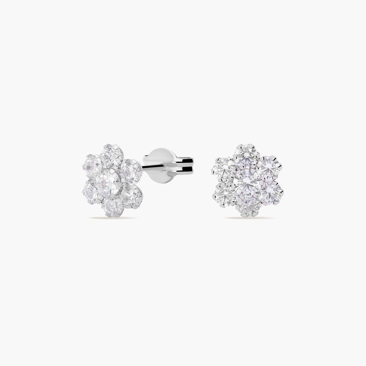 Pendientes de oro blanco 18K circonitas 7 mm