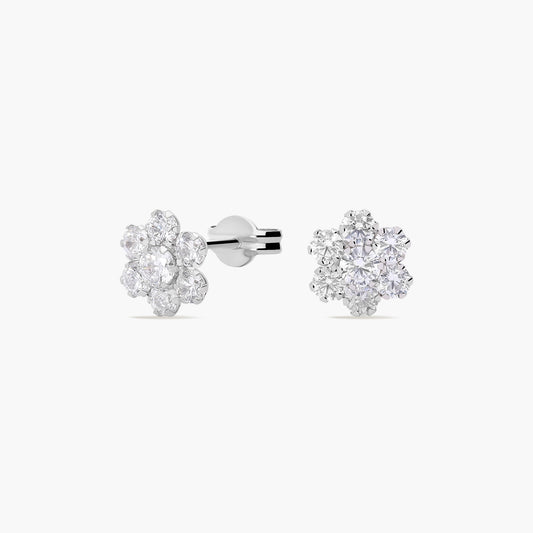 Pendientes de oro blanco 18K circonitas 7 mm